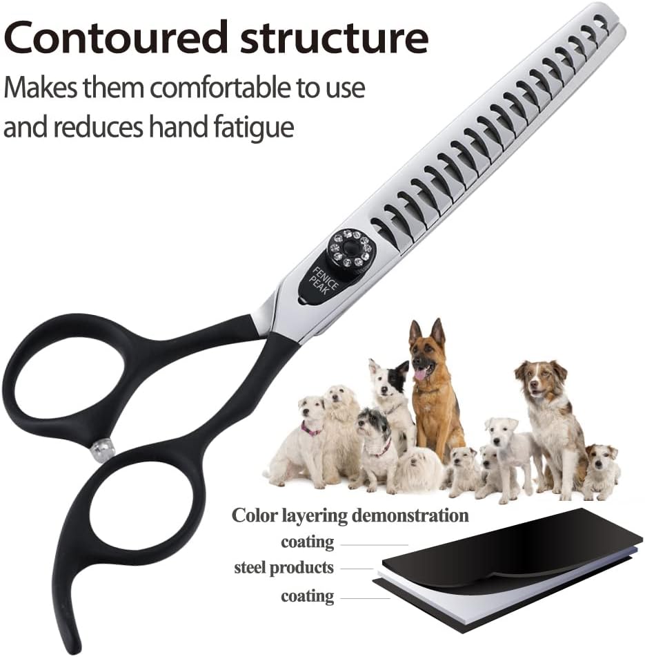 7.0'' Professional Dog Grooming Scissors Set with Black Non-Slip - Chunker Shear / 7.5'' - image 3