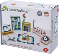 Tender Leaf Toys wooden dollhouse furniture nursery set with cot, high chair, pram and baby - view 7