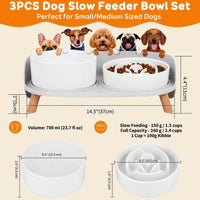 Elevated Slow Feeder Dog Bowls with Splash Proof Stand - Medium / White - image 4