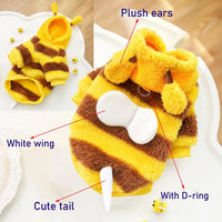 ANIAC fleece dog hoodie in a bee design with white wings and a D-ring, size Small - view 4