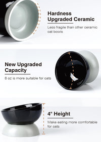 Cat Water Bowl, 15° Tilted and Raised Pet Food Dish - 1 Pack / Black & Gray - image 4