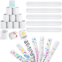 54PCS White Slap Bracelets Bulk, Goodie Bag Fillers