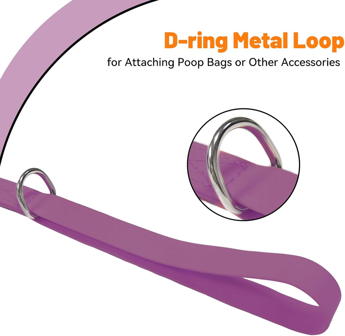 Waterproof Dog Leash, 5/6 FT Durable Odor-Proof Dog Leashes with Strong Metal Hooks Fits Small - Purple / 6FT - 1 inch Width - image 3