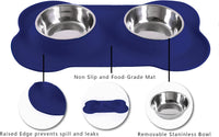 Hubulk Pet Dog Bowls 2 Stainless Steel Dog Bowl with No Spill - Navy Blue / Small - image 3