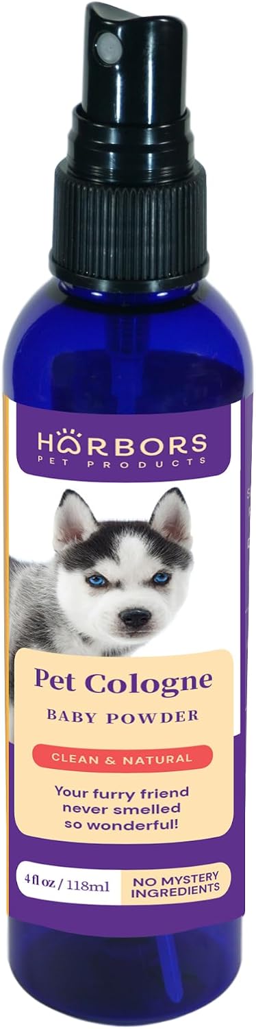 Harbor's pet cologne spray in fresh baby powder fragrance for dogs and cats