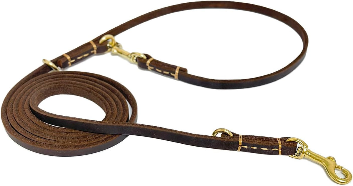 Multi Function 8ft Leather Dog Leash - Brown / 8ft*3/8inch