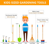 POMIKU 8 piece kids gardening tools set with rake, shovel, spade, hoe and broom - view 7