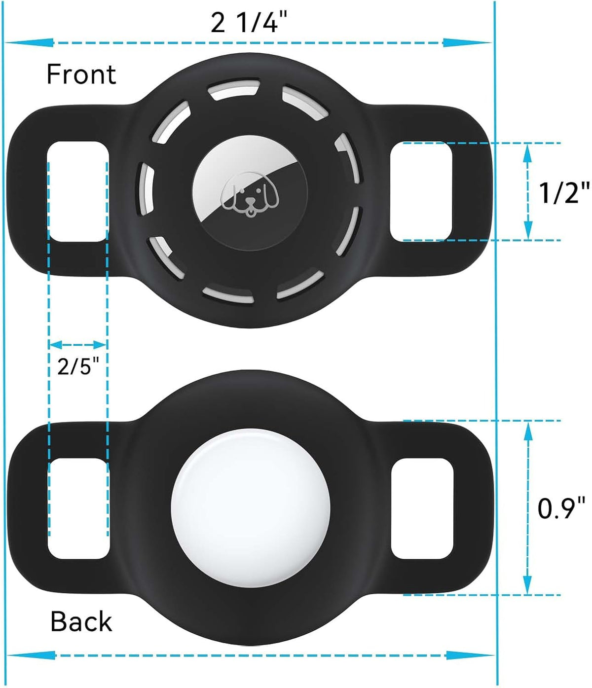 for Air tag Cat Collar Holder for Apple Air Tag - Ci-Black+White - image 2
