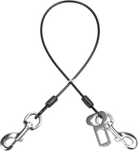 Dog Seat Belt Harness for Car,Dog Seatbelt of Coated Wire Leash Safety Restraint, No Chew Tether Cable Vehicle Dog Accessories, Double Clips & Latch Attachment (Black, 16 Inch/40 Cm)