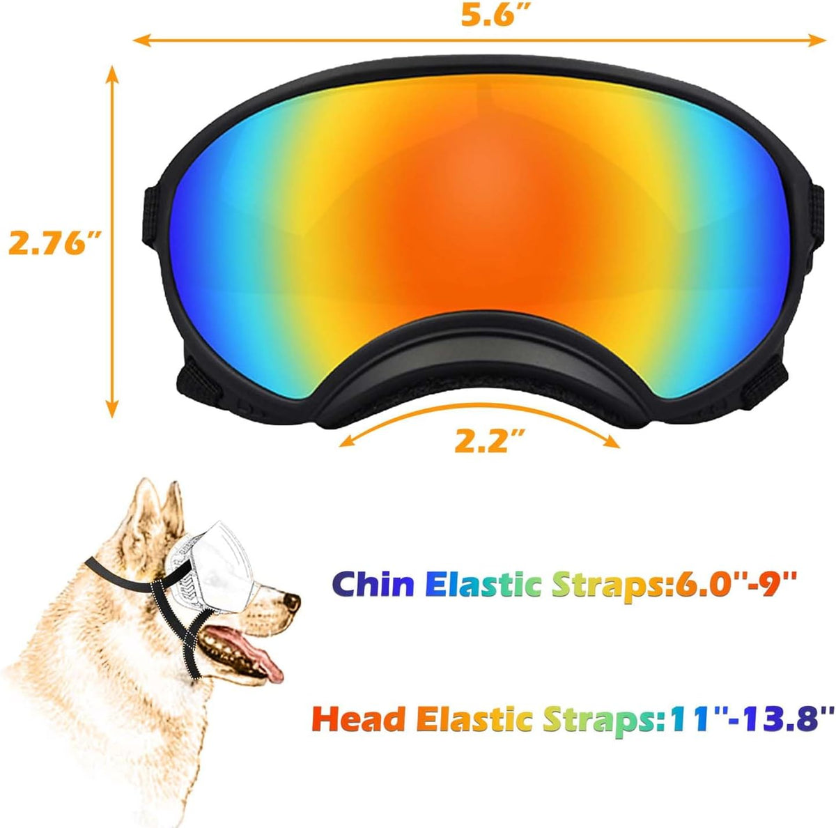 Medium Dog Sunglasses with Adjustable Strap UV Protection - Medium size-Black frame colored lenses - image 3