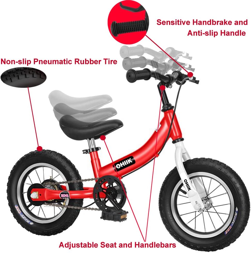 Balance Bike 2 in 1 for Kids 2 3 4 5 6 7 Years Old - Pink / 14 inch - image 3