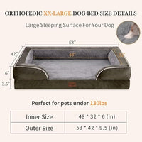 Comfort Expression XXL Dog Beds Memory Foam, Orthopedic Dog Beds for Extra Large Dogs, Waterproof Dogs Bed, Washable Pet Sofa Couch with Bolster & Removable Cover(XX-Large,Olive Green)