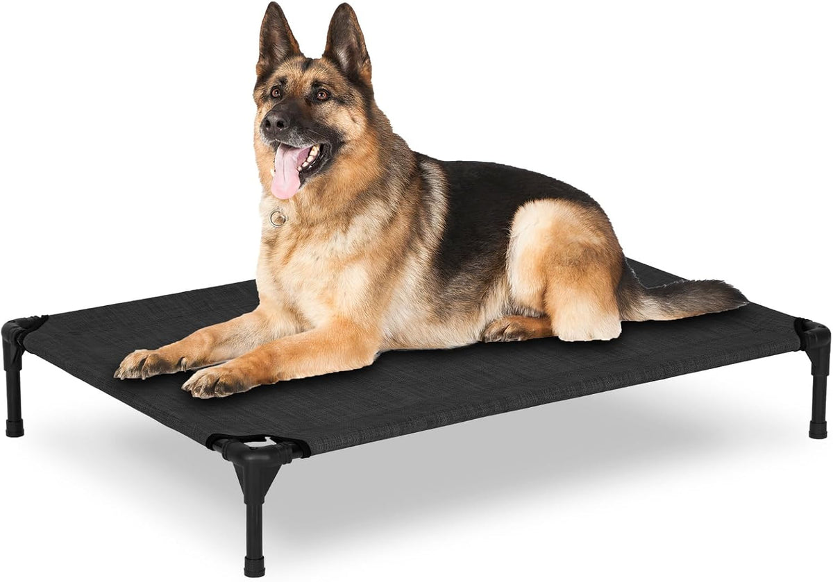 Elevated Dog Bed for Outdoor - Black / 42"L x 30"W x 7"Th