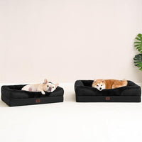 EHEYCIGA Memory Foam Dog Bed for Large Sized, Orthopedic Dog Sofa with Sides and Waterproof Liner, Washable Bolster Pet Couch with Removable Cover, 36x27x7 Inch, Black