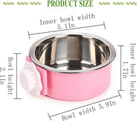 kathson Crate Dog Bowl, Removable Stainless Steel Hanging Pet Cage Bowl Food & Water Feeder Coop Cup for Cat, Puppy, Birds, Rats, Guinea Pigs 3pcs(Blue,Green,Pink)