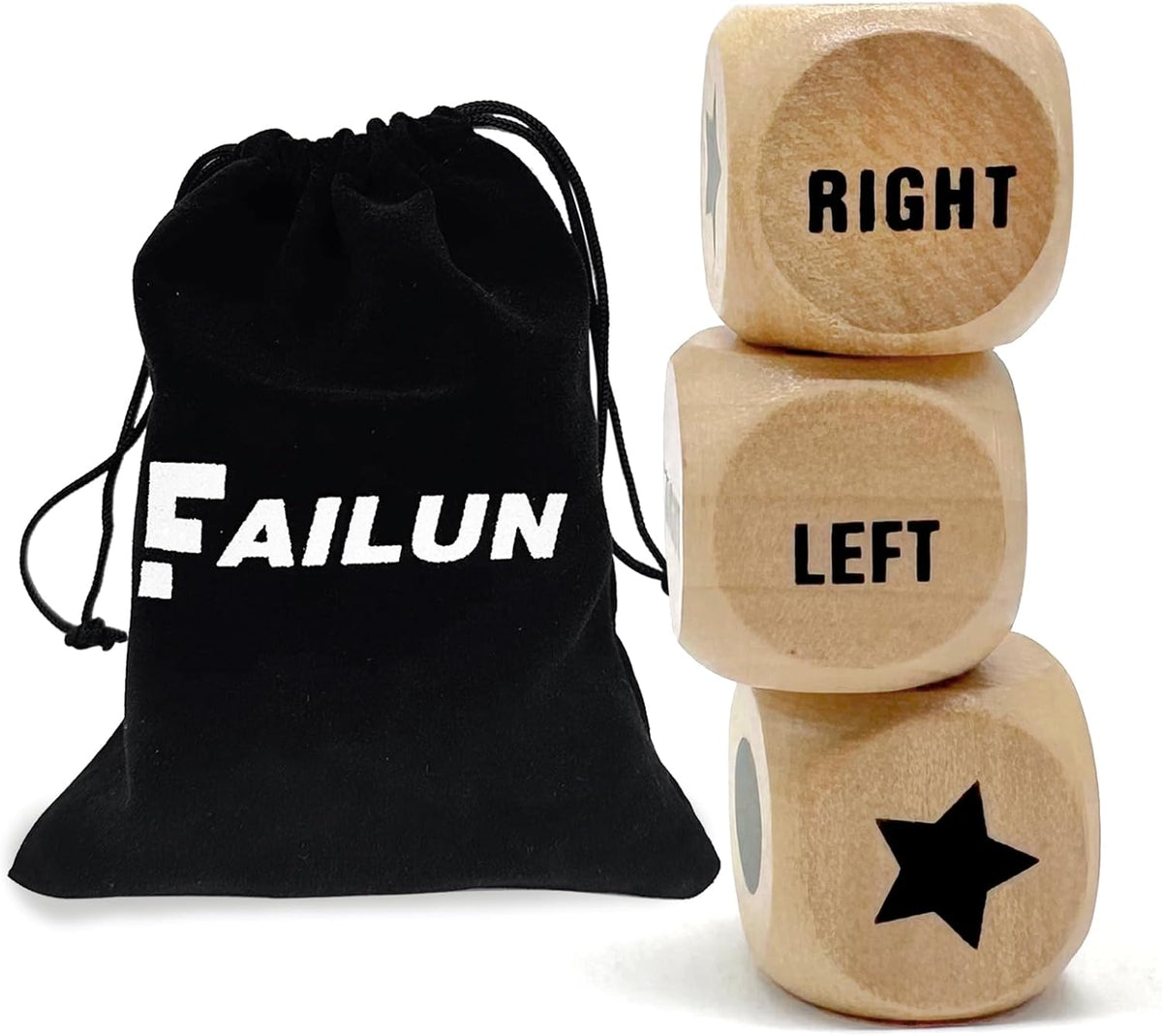 Left Right Game Dice 1 Inch Wooden Dice with Drawstring Bag