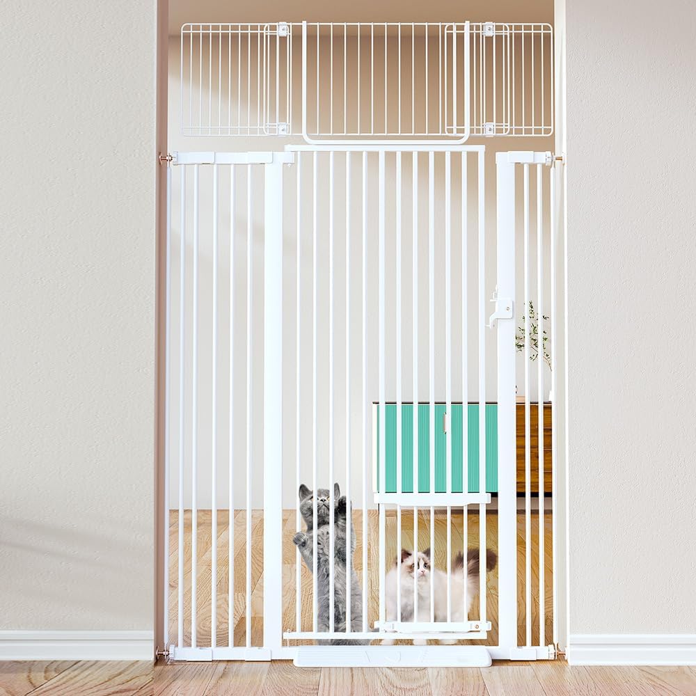 COMOMY 71" Extra Tall Pet Gate - White / 71" Tall x 43" Wide