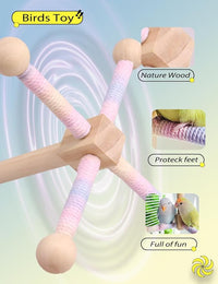 Bird Stand Perch Toy, 360° Rotating Natural Wooden Parrot Perch for Bird Cages, Colorful