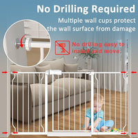 Extra Wide Baby Gates 48-53 Inch Child Dog Pet Gate Indoor Adjustable Safety Child Gates for House Doorway Stairs Banister Walk Through Doggie White