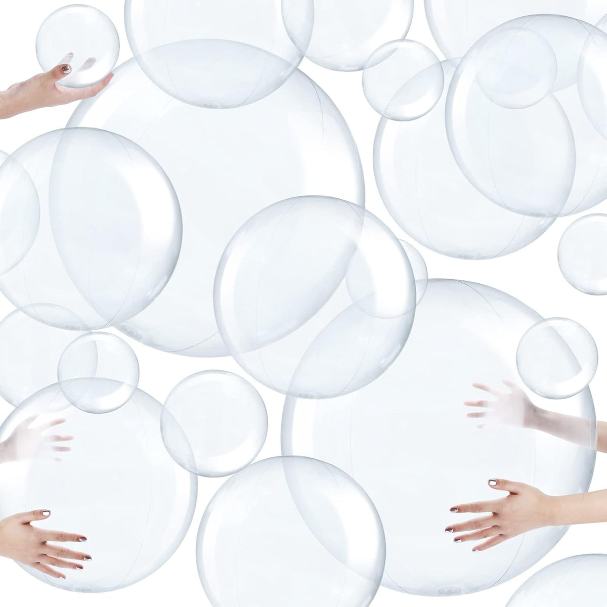 Sratte clear inflatable beach balls in 24, 16 and 5 inch sizes - view 2