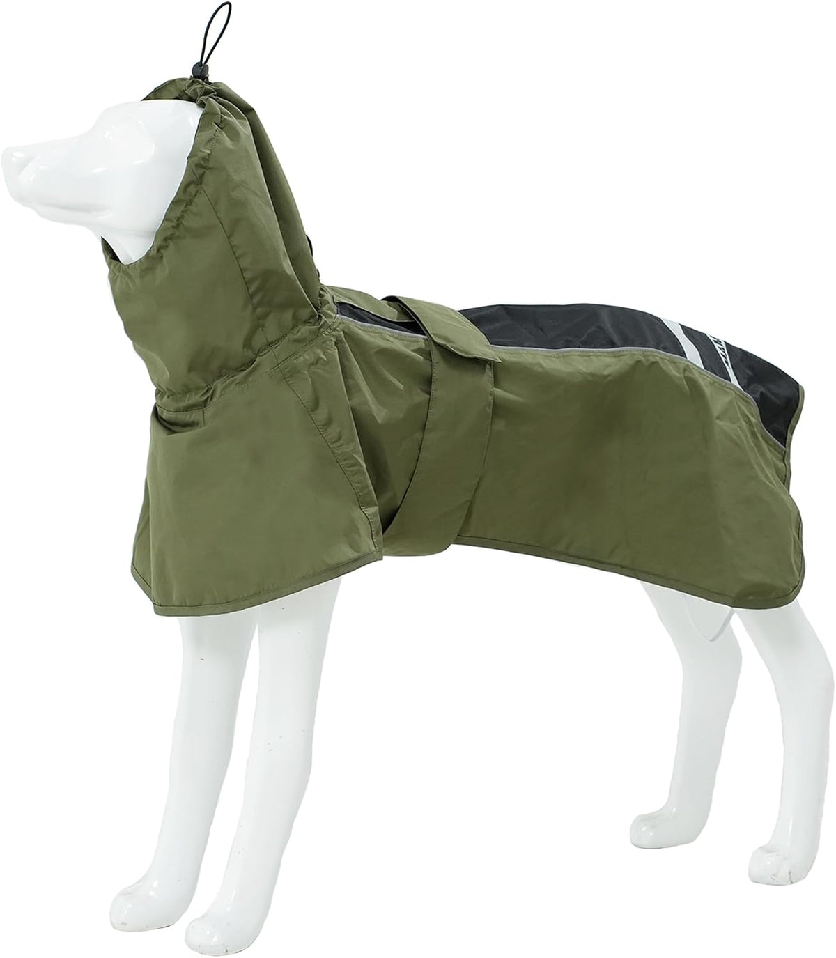 Waterproof Dog Raincoat with Reflective Strip - Medium / Army Green Black
