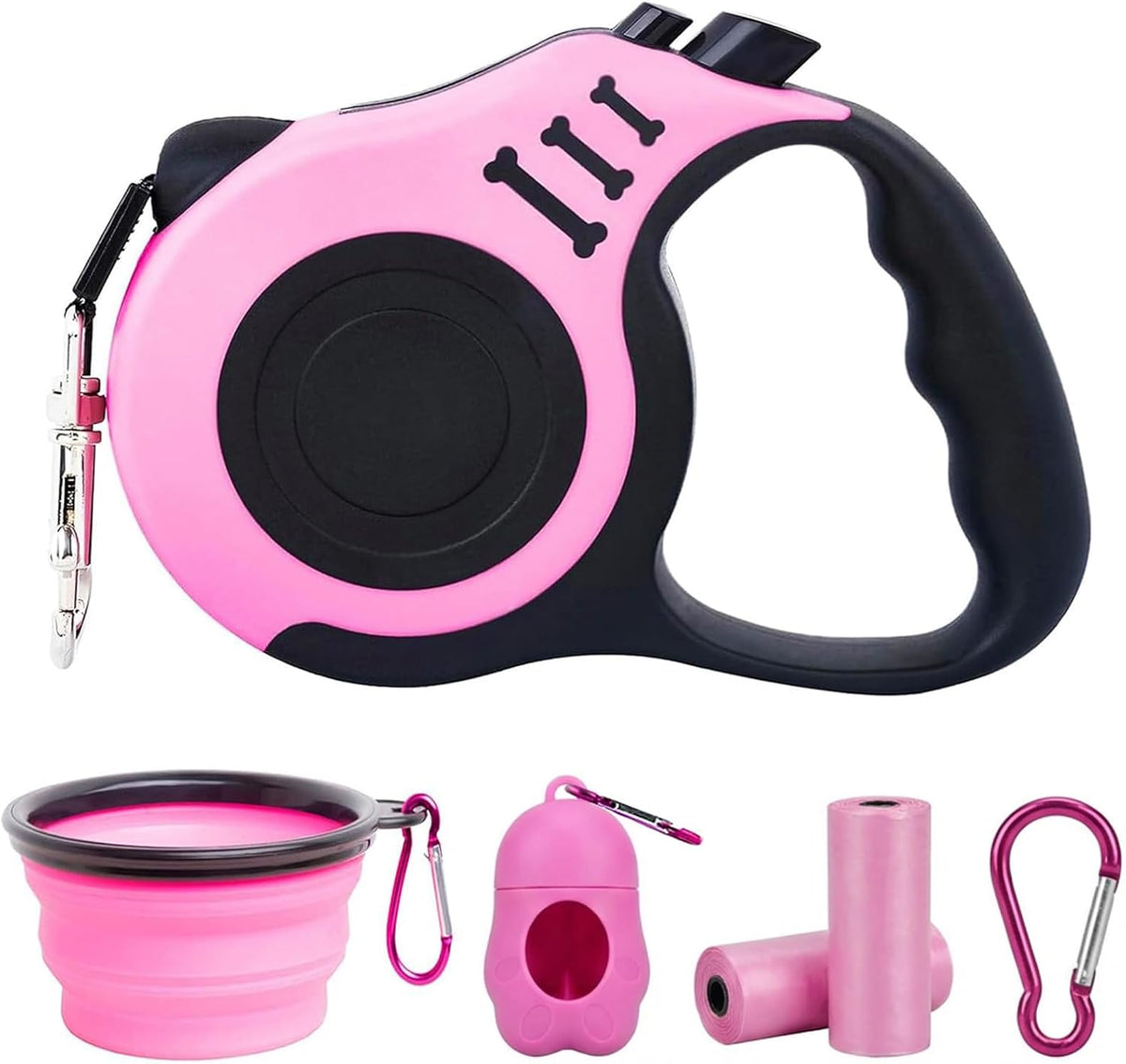 PETIMP Retractable Dog Leash Lightweight 16FT Leash Set – Essentials for Dogs - PINK