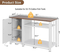 Aquarium Stand with Power Outlets, 55-75 Gallon Heavy Duty Fish Tank Stand with Cabinet Storage & Adjustable Shelf, for Fish Tank, Turtle Tank, Reptile Terrarium, 1000LBS Capacity, White