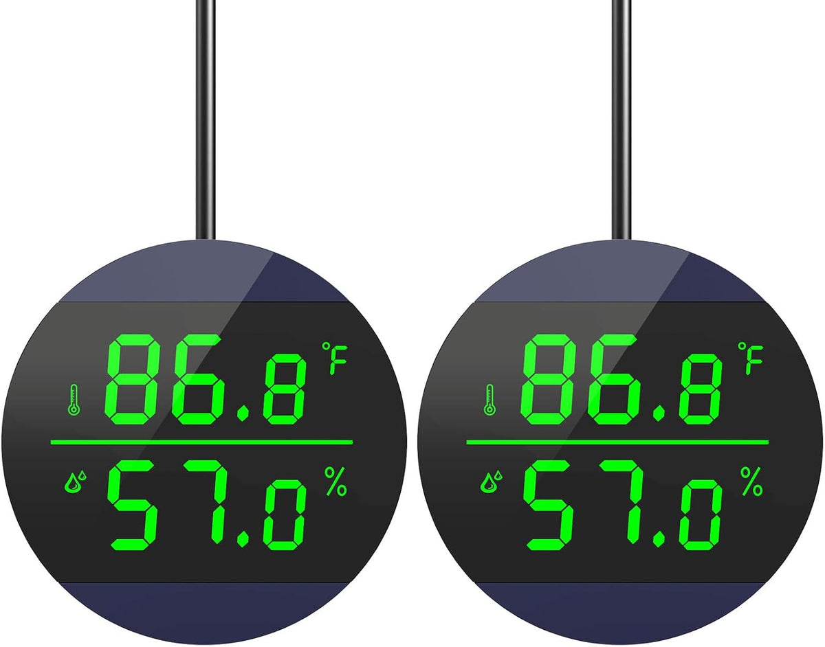 Reptile Thermometer and Humidity Gauge, Digital Display - Blue - 2 Pack