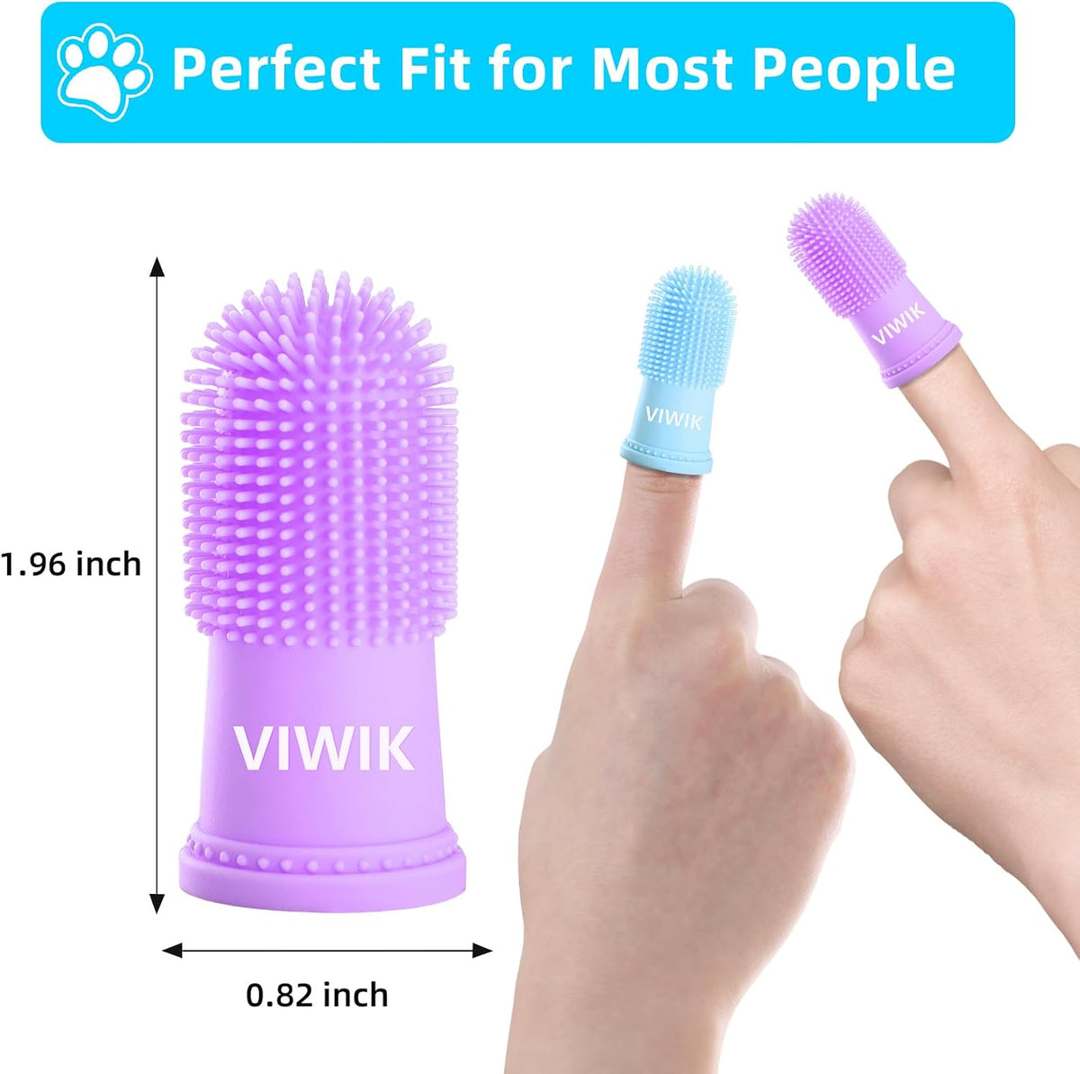 VIWIK 4-pack silicone dog finger toothbrush kit in four colors - view 3