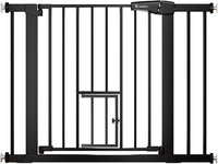 COMOMY Auto Close Pet Gate with Cat Door - Black / 30"Tall 40.5"Wide
