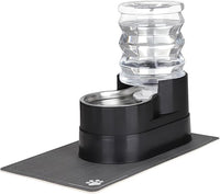 RIZZARI Automatic Cat Water Dispenser: Black 5L Elevated Feeder - Stainless Steel Gravity Bowl - Leakproof Base for Indoor Pets