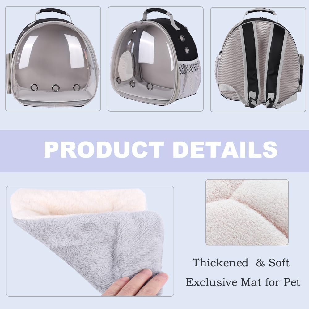 Portable Small Animal Backpack Travel Breathable Pet Carrier Bag - Black / Backpack - image 4
