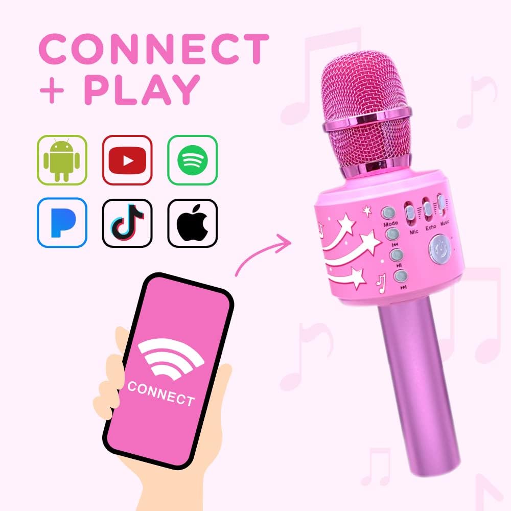 Move2Play Motown Magic, Bluetooth Karaoke Microphone - All Pink - image 3