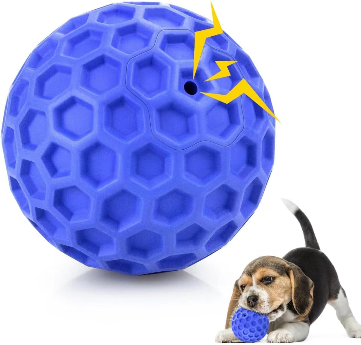 DISSKNIC Indestructible Squeaky Dog Ball, Relieves Anxiety - Small / Blue