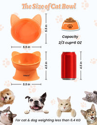 YINEYA 2 Pack Cat Food Bowls Elevated Design for Neck Comfort - Orange&Green - image 4