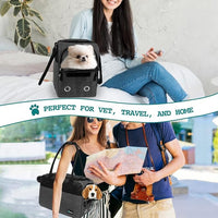 PetAmi Dog Purse Carrier for Small Dogs, Airline Approved Soft Sided Pet Carrier with Pockets, Ventilated Dog Carrying Bag for Puppy Cat, Dog Travel Supplies Bag, Sherpa Bed, Max 12 lbs, Dark Gray