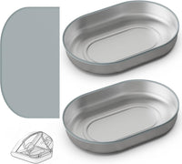 Bowl & Mat Set for Automatic Microchip Cat Pet Feeder - Silvery Bowls / 2+1 Pack