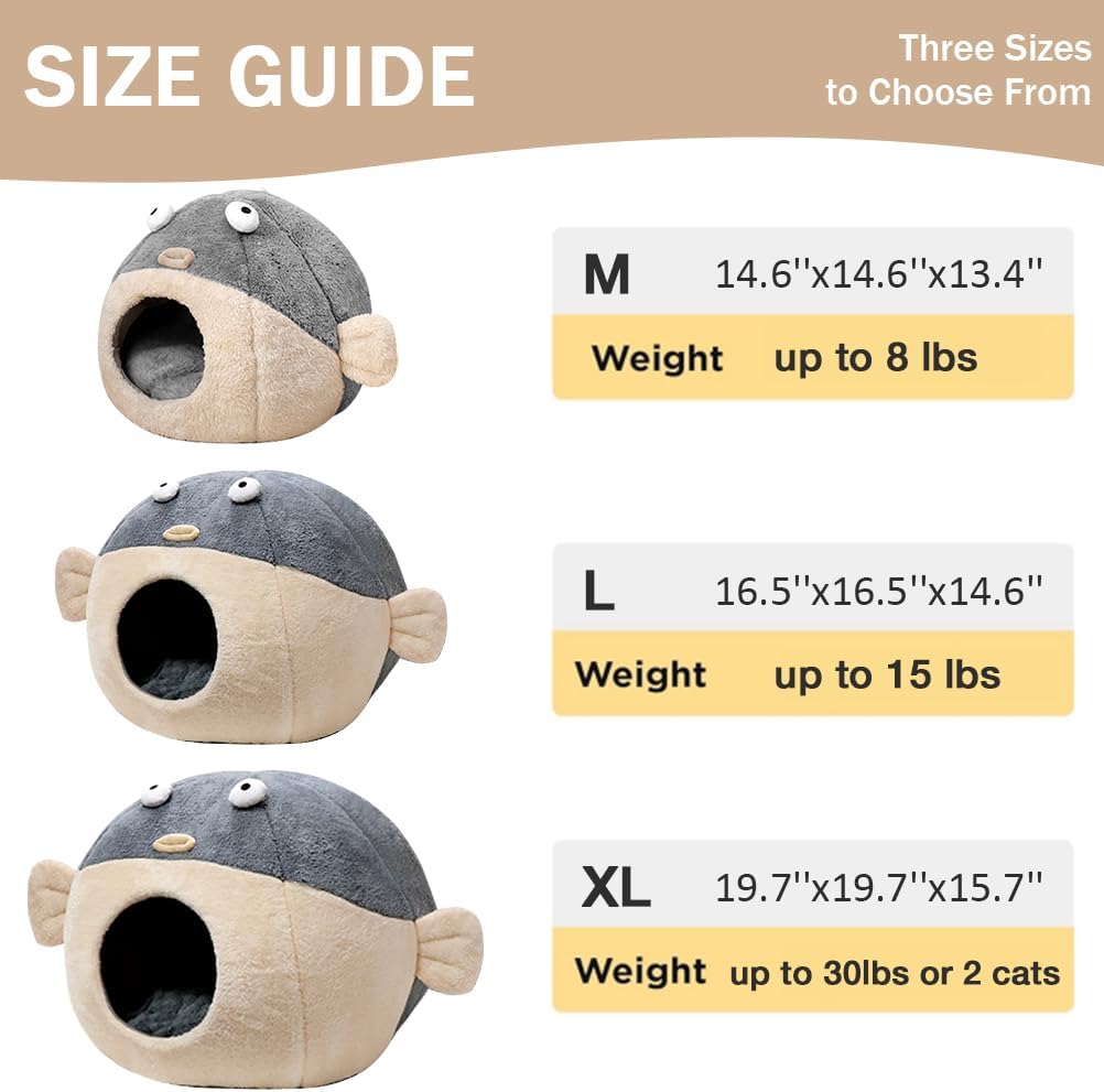 Cat Beds for Indoor Cats-Cat Bed Cave - XL 19.7'' / Grey - image 2