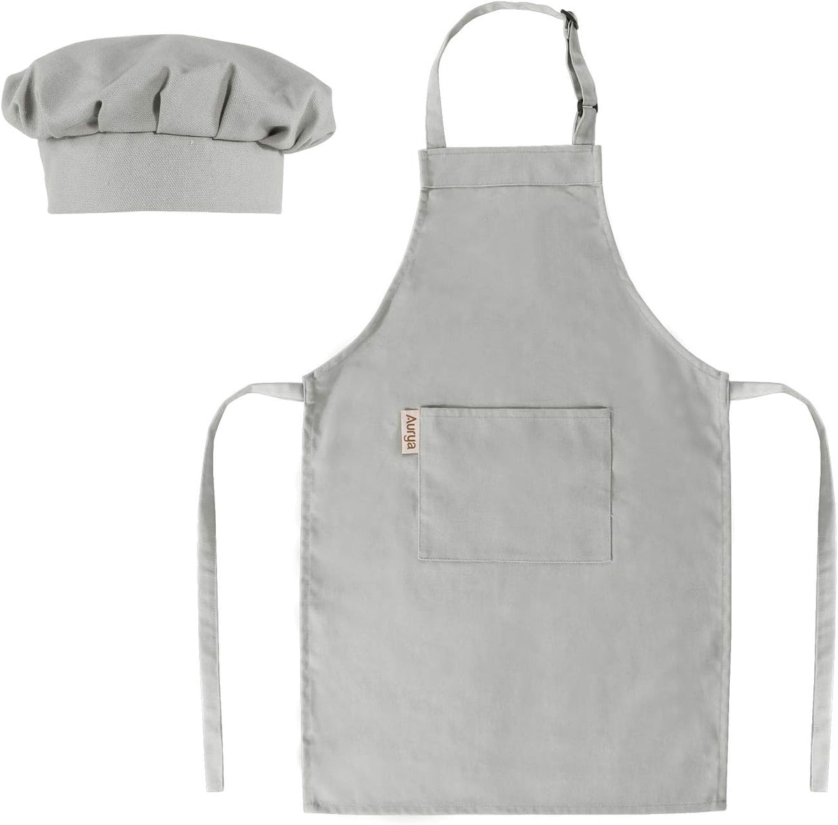 Aurya kids apron and chef hat set in light blue with front pocket and adjustable strap - view 8