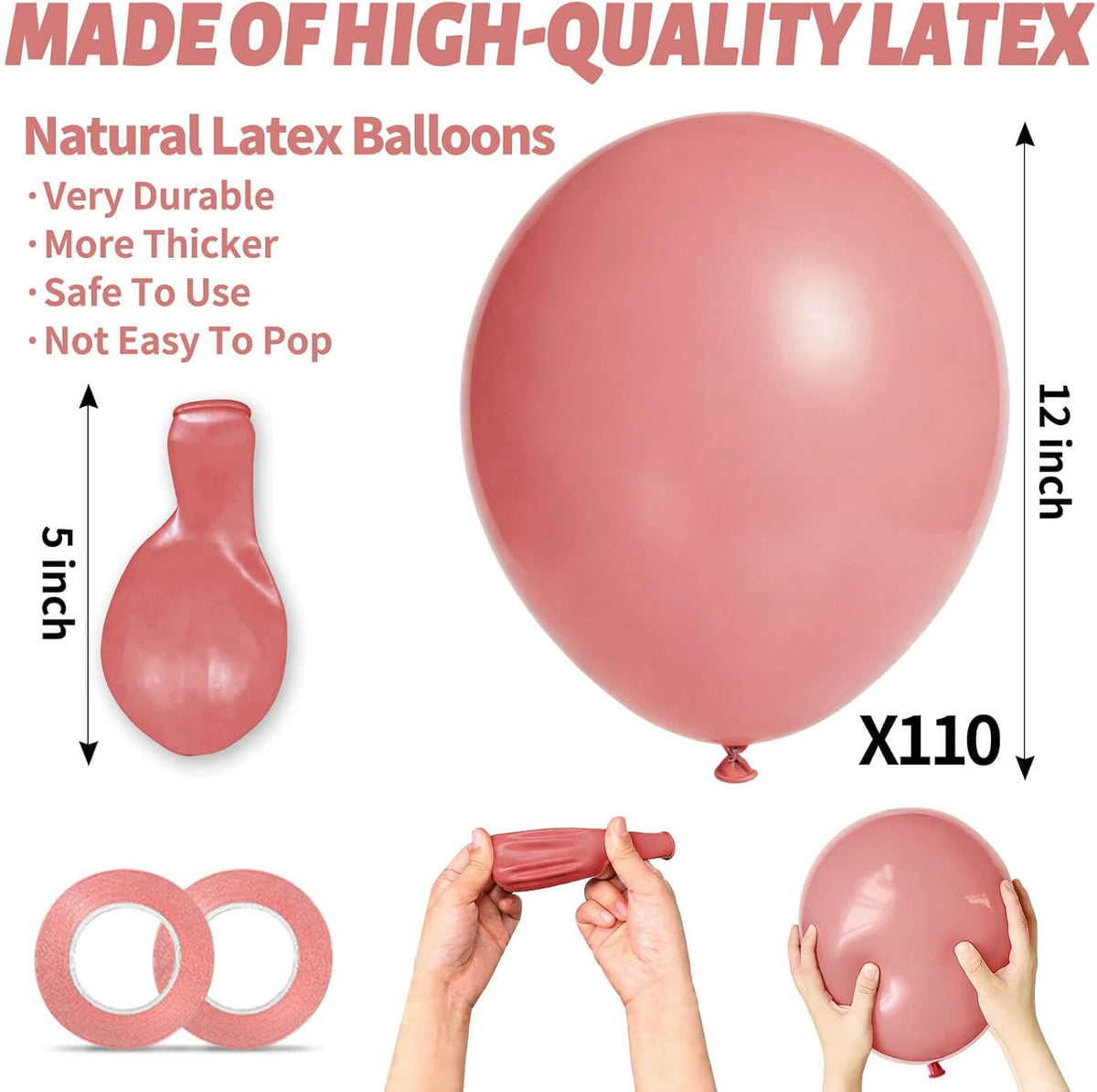 110pcs Black Balloon 12 inch - 12inch(normal) / A07-dusty Pink - image 3