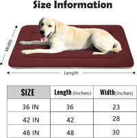Large Dog Bed Soft Dog Crate Pad Mat 42 in Non-Slip Bottom Washable - 42.0"L x 28.0"W x 1.2"Th / Dark Red - image 3
