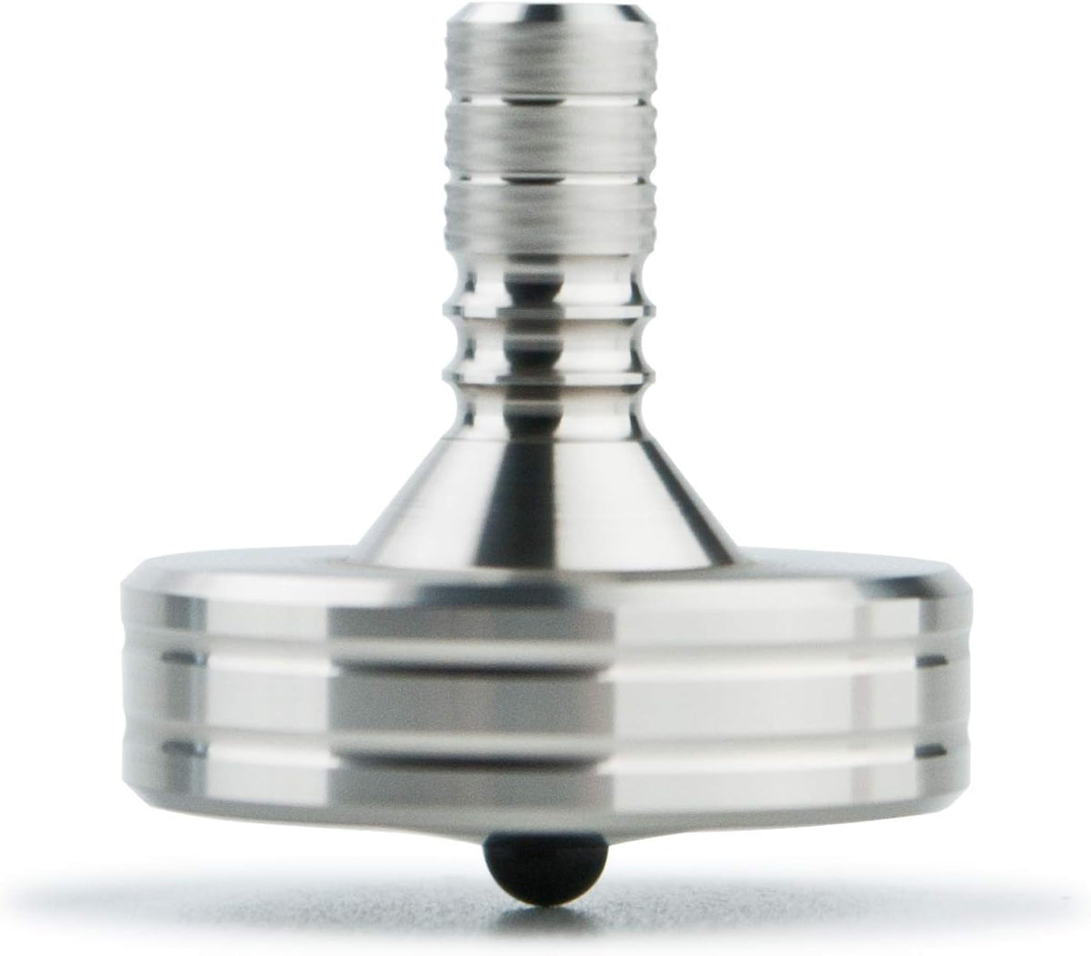 DjuiinoStar CNC machined stainless steel spinning top with ceramic tip and knurled grip - view 3