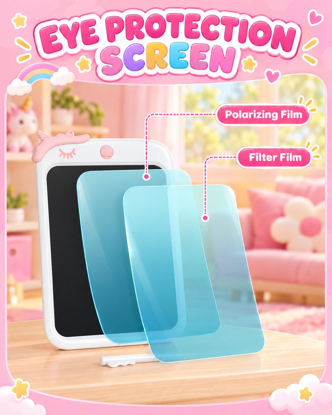 8.5 Inch LCD Doodle Board Tablet Toy - 10 Inch - White Pink - image 2