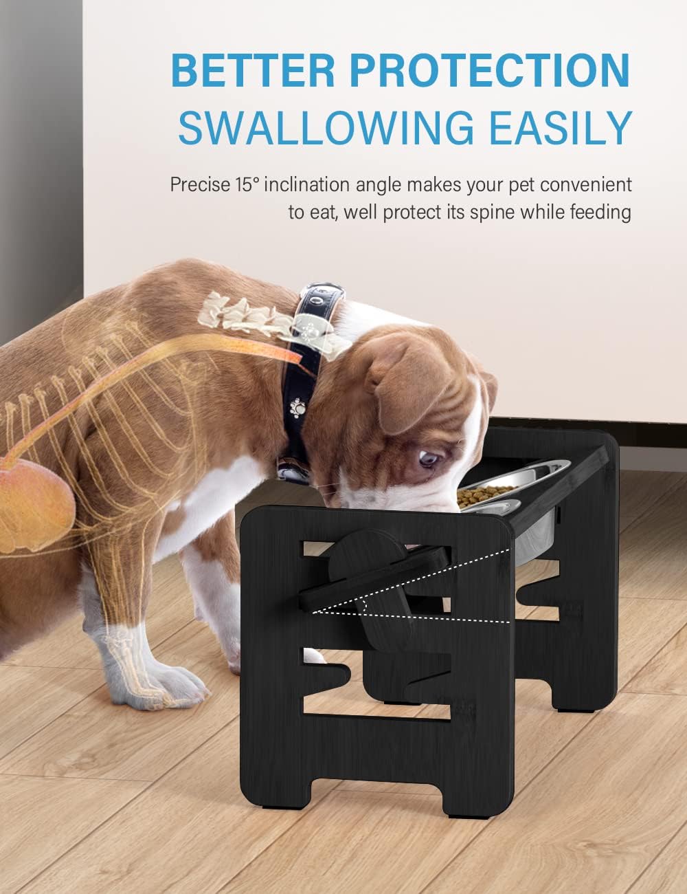 Elevated Dog Bowls, Raised Dog Bowl Stand Adjustable Small - Black / Small / Without Mat - image 4