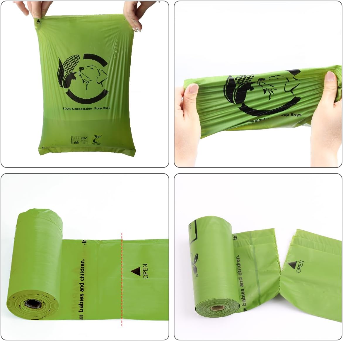 Certified Home Compostable Dog Poop Bags, 270 Plant Based Bags – Essentials for Dogs - Forest Green / 15 Count (Pack of 8) - image 3