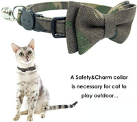 Cotton cat collar with removable bowtie, detachable bell and breakaway clasp - view 4
