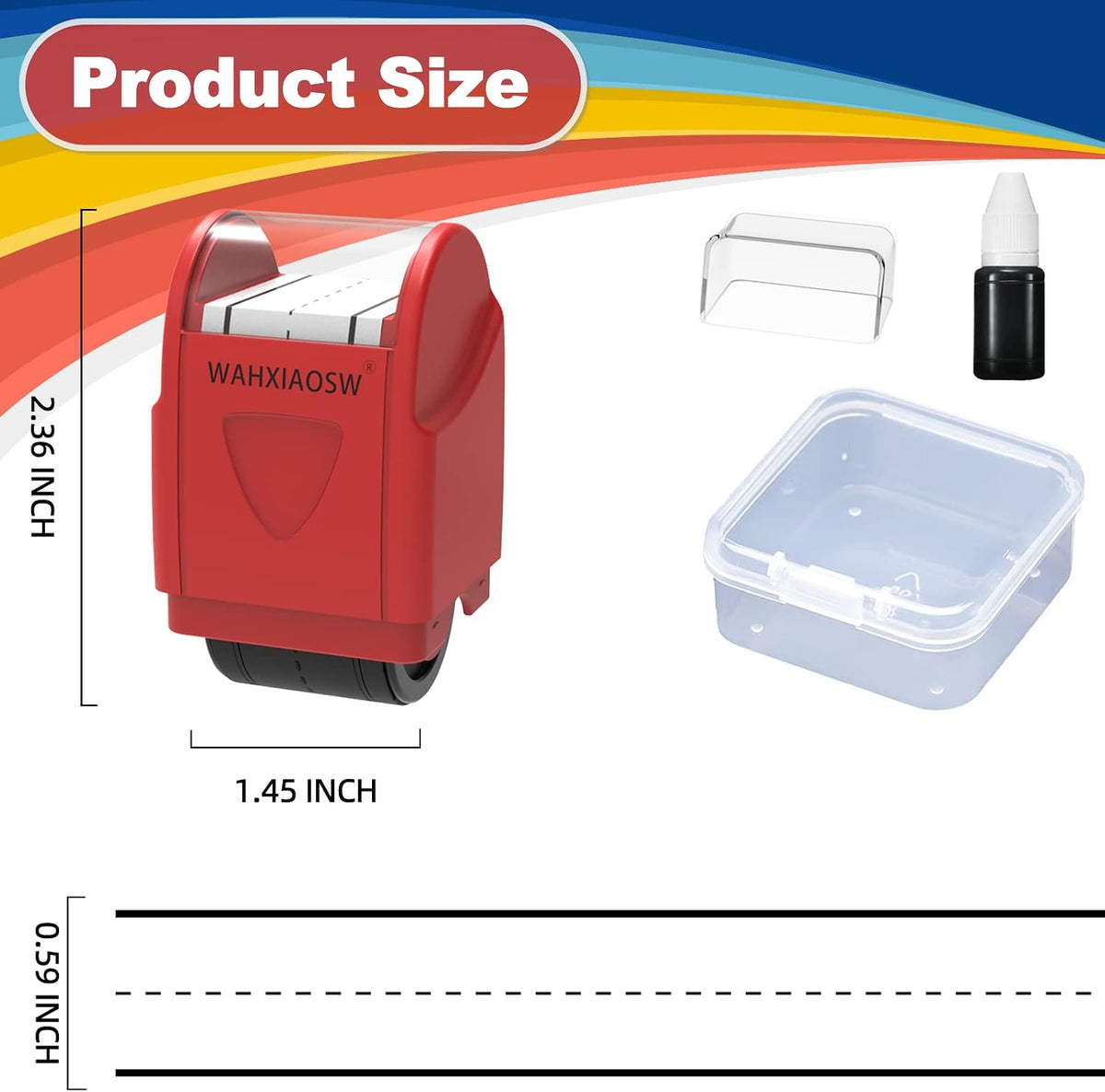 Handwriting Lines Stamp Roller Self-Inking Line Rolling Stamps - Red+yellow - image 2