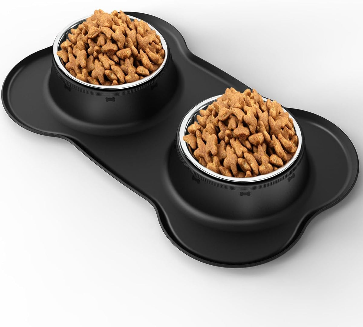 Dog Bowls Stainless Steel Bowls with No Spill Skid Resistant Silicone - Large/38oz each