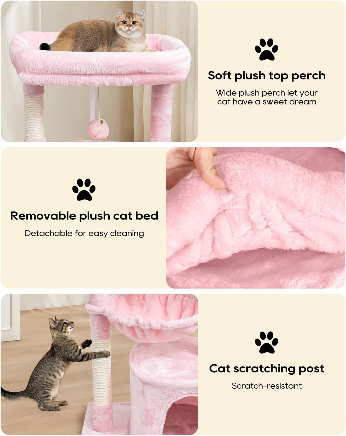 SYANDLVY Small Cat Tree for Indoor Cats - 29.6" / Pink - image 4