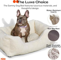 FUZI Luxury Aesthetic Dog Bed for Large Dogs with Washable Cover, Pet Couch, Pet Bed with Sides, Non-Slip Bottom, Soft and Durable Calming Dog Bed, Large 35.6x28.5x9.5 Dark Grey